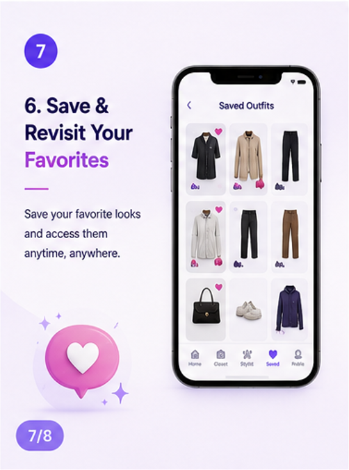 Saved favorite outfits in ClothMatics