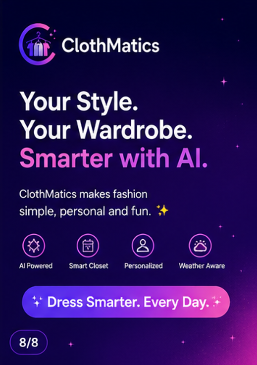 ClothMatics dress smarter every day promotional screen